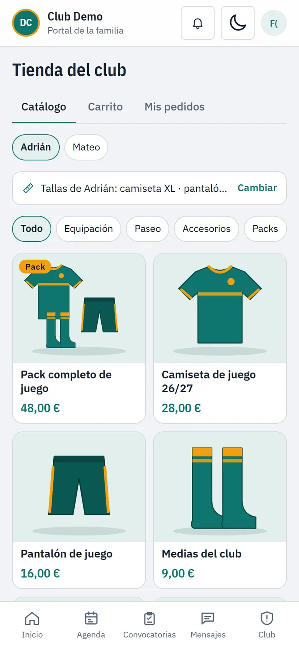 Tienda del club